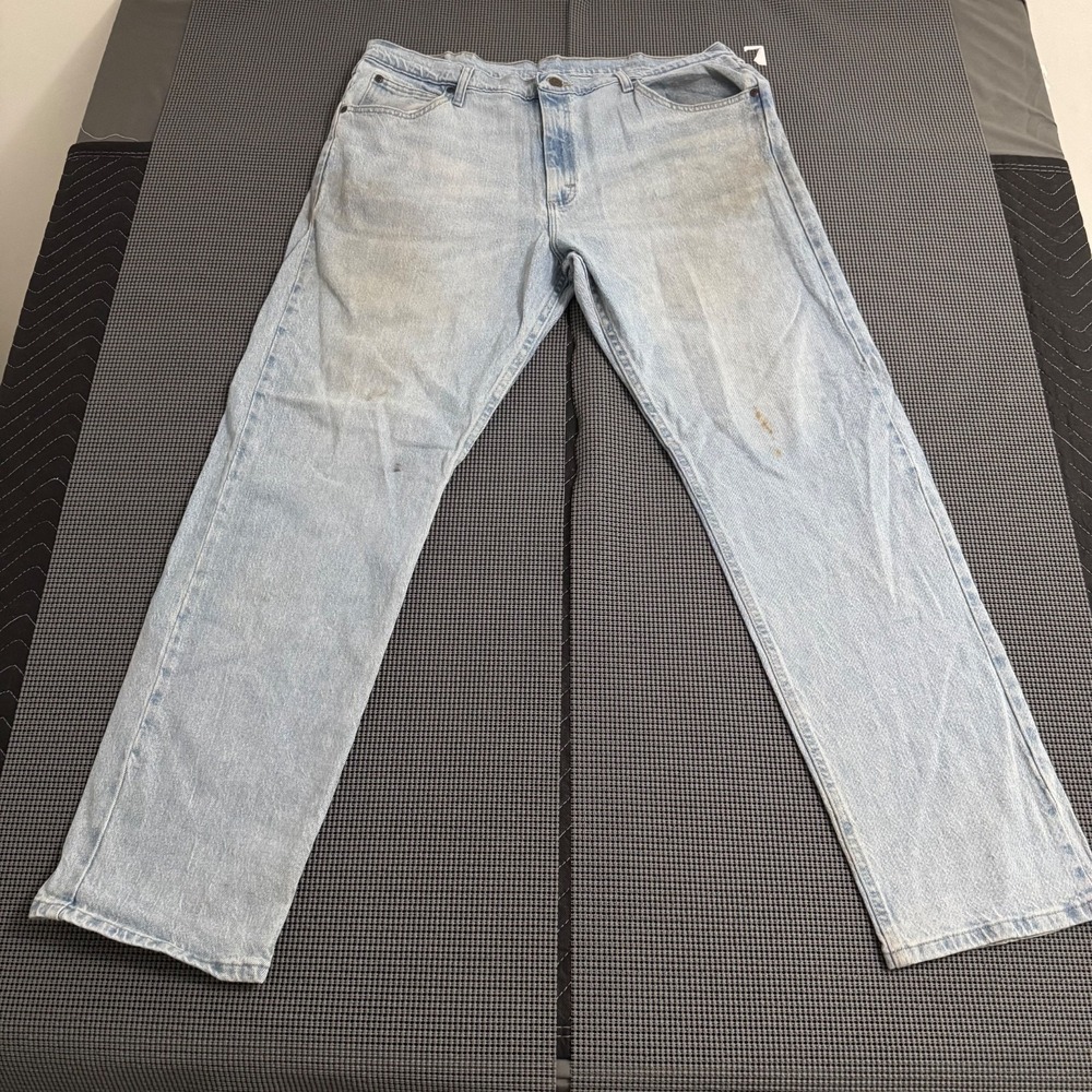 Wrangler Jeans Mens 38x32 Blue Faded‎ Denim Relaxed Straight Pockets a001